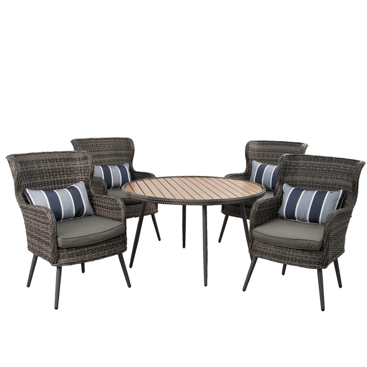 Rosalind Wheeler Curnow Rattan Wicker 4 Person Seating Group with